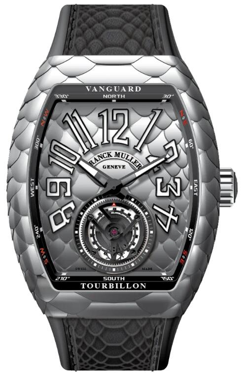 Buy Franck Muller Vanguard Cobra Stainless Steel Tourbillon Replica Watch for sale Cheap Price V 45 T IRON COBRA (NR) (AC) (COBRA NI BLC NR)